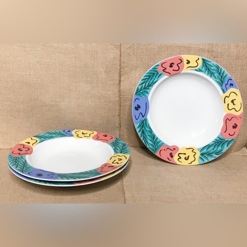 Vintage Studio Nova In Bloom Cereal Bowl Set Of 3 Fun Retro Whimsical Colorful